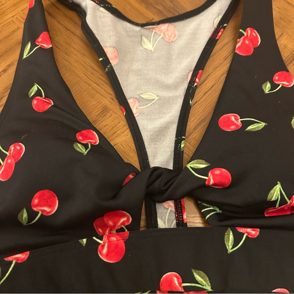 🍒 Gym to Swim Cherries PINK Victoria's Secret Black Cherry Bikini - Picture 5 of 15